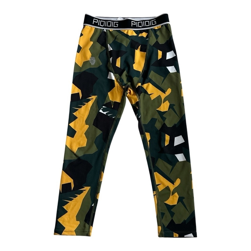 Piqidig Boy’s 3/4 Length Compression Pants, Camo Leaves, Sz Large
